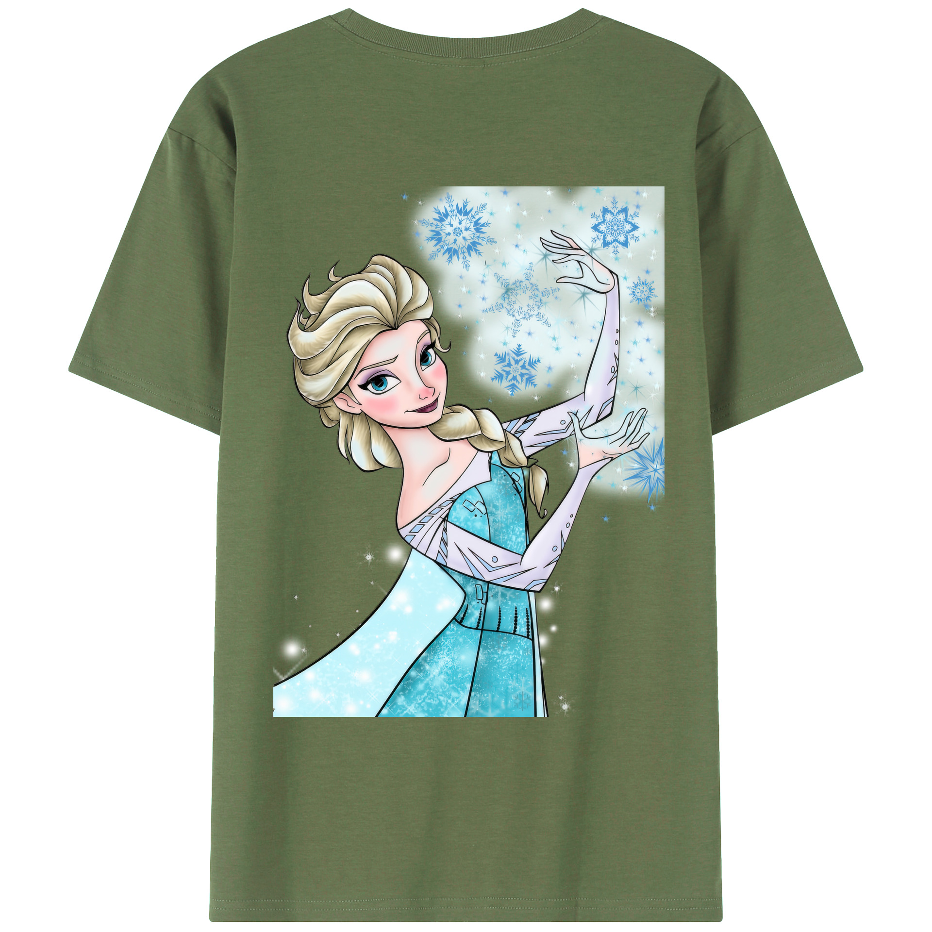 （画像用） アナと雪の女王 アンナ エルサ Frozen Anna Elsa 綿100％ メンズ半袖Tシャツ（バックプリント） 通気性